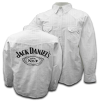 Mens Jack Daniels White Fashion Label Long Sleeved Button Shirt